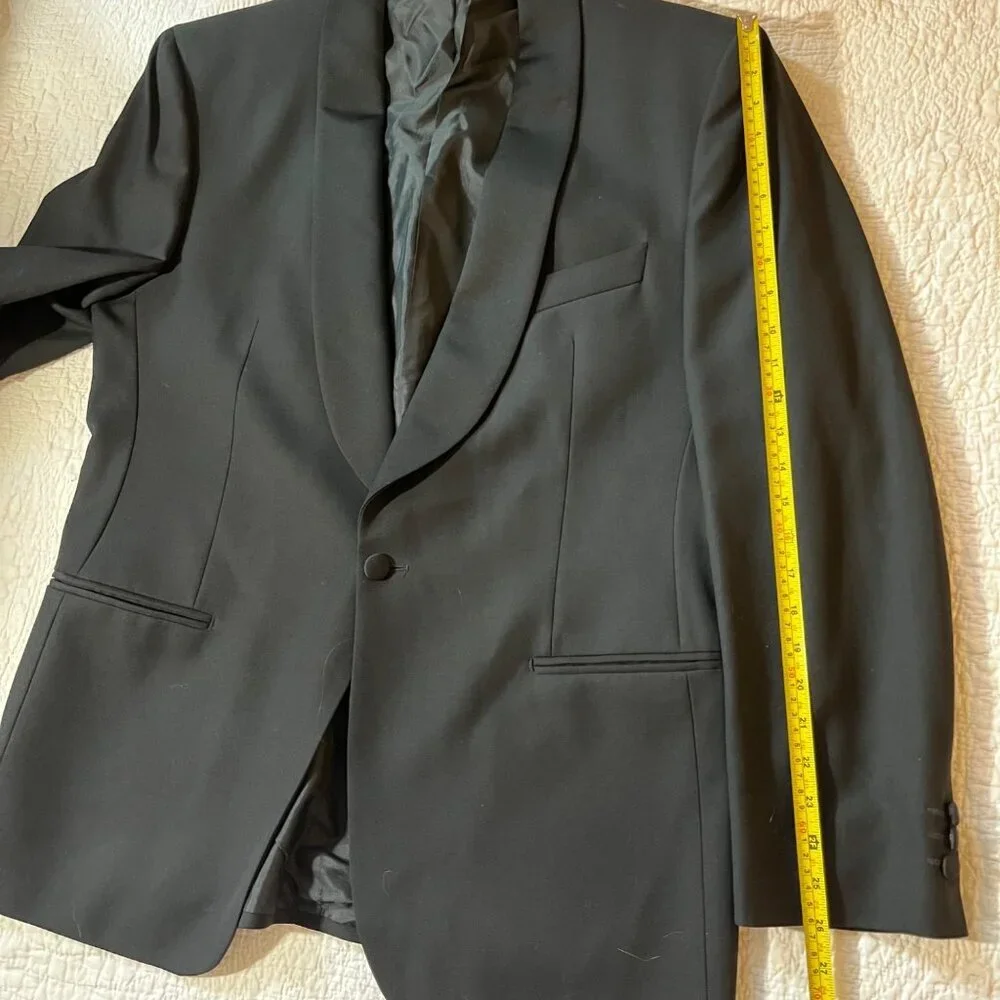 Lubiam 1911 Mens Black Satin Shawl Lapel Wool Tuxedo Jacket Sz 52L - Picture 12 of 12